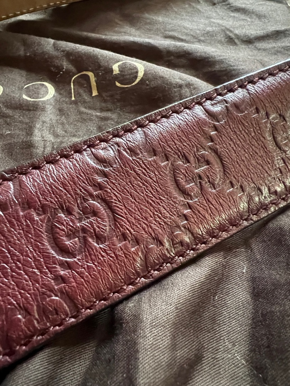 Gucci Burgundy Leather Belt with Double G Buckle - Picture 7 of 8